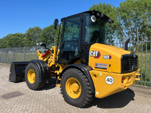 CAT 908 demo 2024 CE EPA 40k/hr bucket forks qc 220 hr